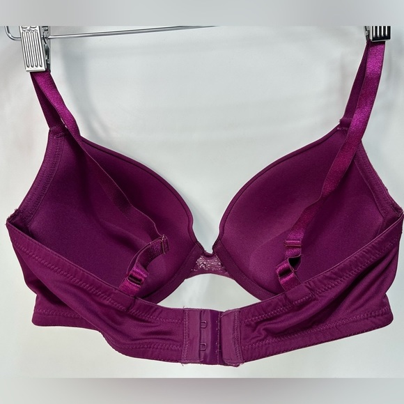 Maidenform "Stay In Place Straps" Underwire Demi Bra 34D -Magenta/plum - Picture 4 of 6